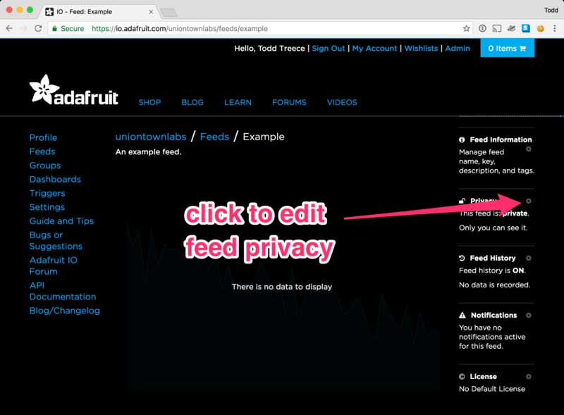 Click to Edit Feed Privacy